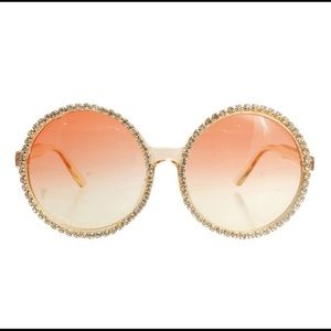Oversized Round Frame with rhinestones-Orange